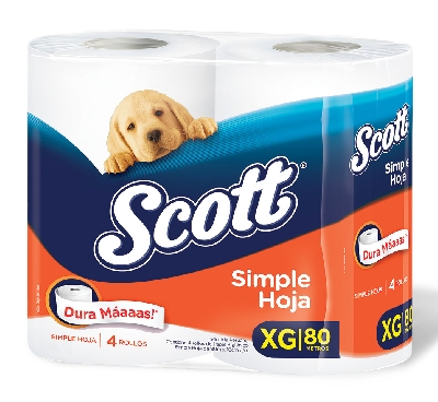 Papel Higiénico SCOTT MEGA simple hoja 80 metros