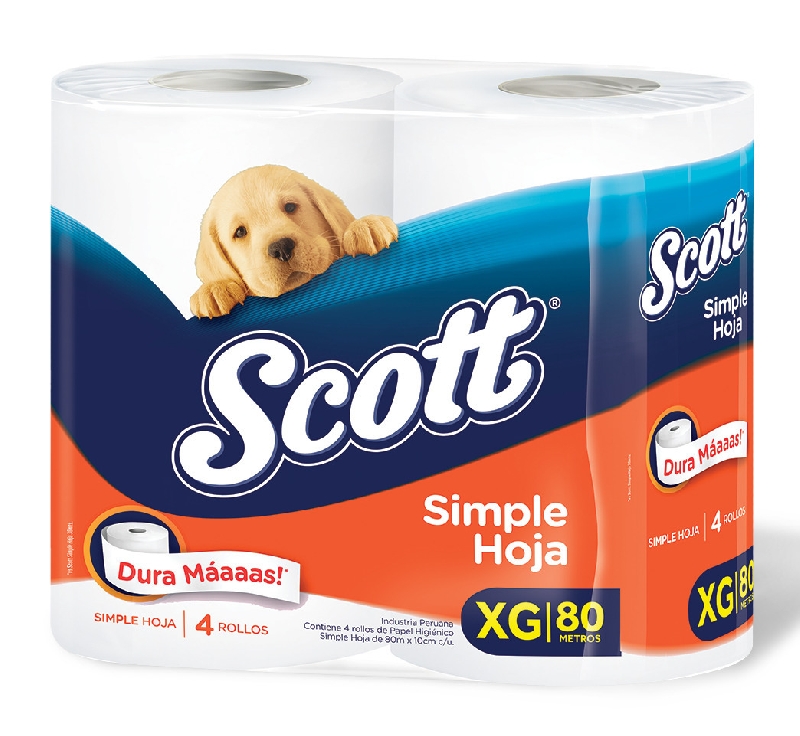 Papel Higiénico SCOTT MEGA simple hoja 80 metros