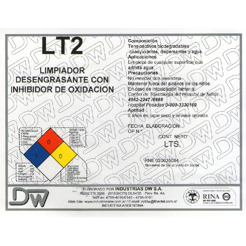 Lt2 Limpiador Desengrasante